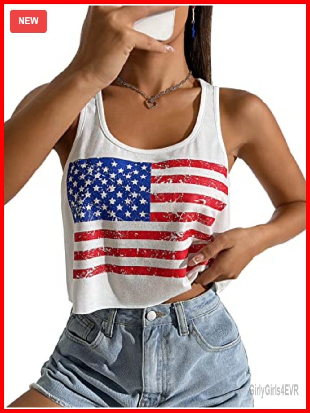 Patriotic Crop Tank Top American Flag USA Shirt